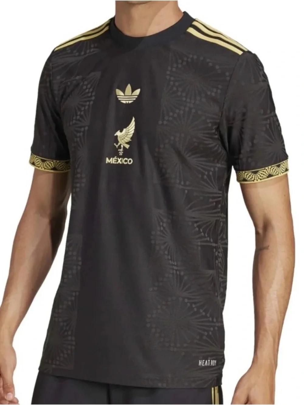 adidas RARE México de Oro Black and Gold Soccer Jersey NWT Small - Picture 3 of 9